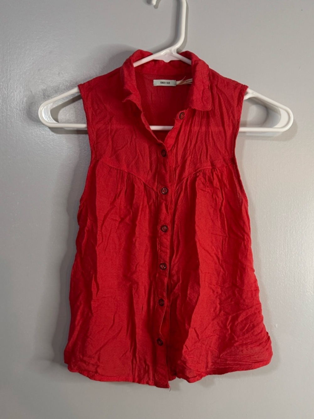 Kimchi Blue Reddish Red Sleeveless Button Front Blouse Size XS